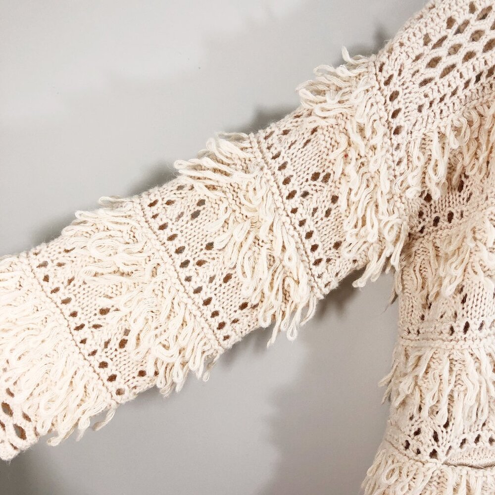 NWOT! SUNDANCE Natural Wonders Boho Crochet Knit Wool/Alpaca Cardigan in Cream - Picture 7 of 14